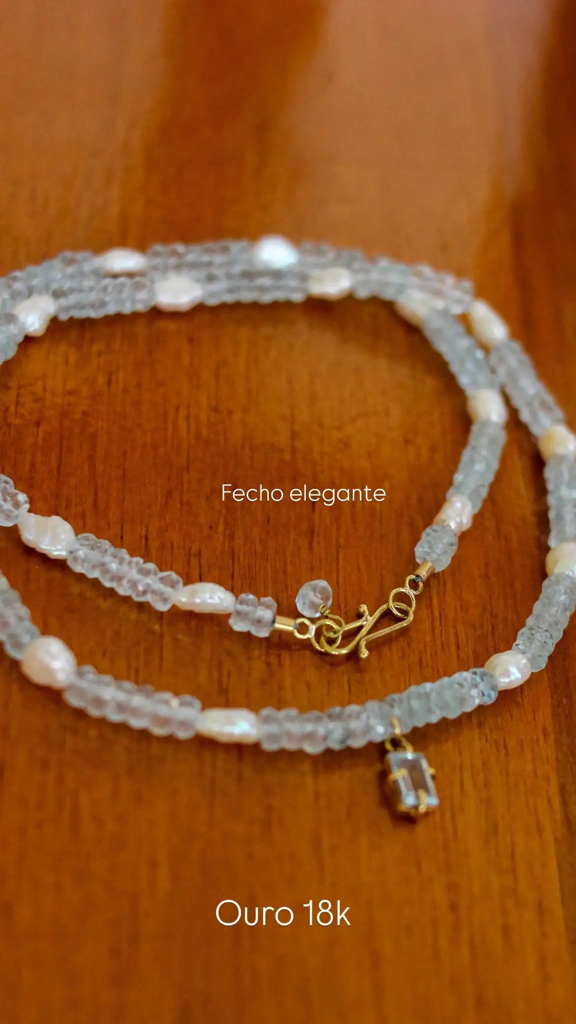 Colar Odoyá | Topázio Azul & pérolas | ouro 18k